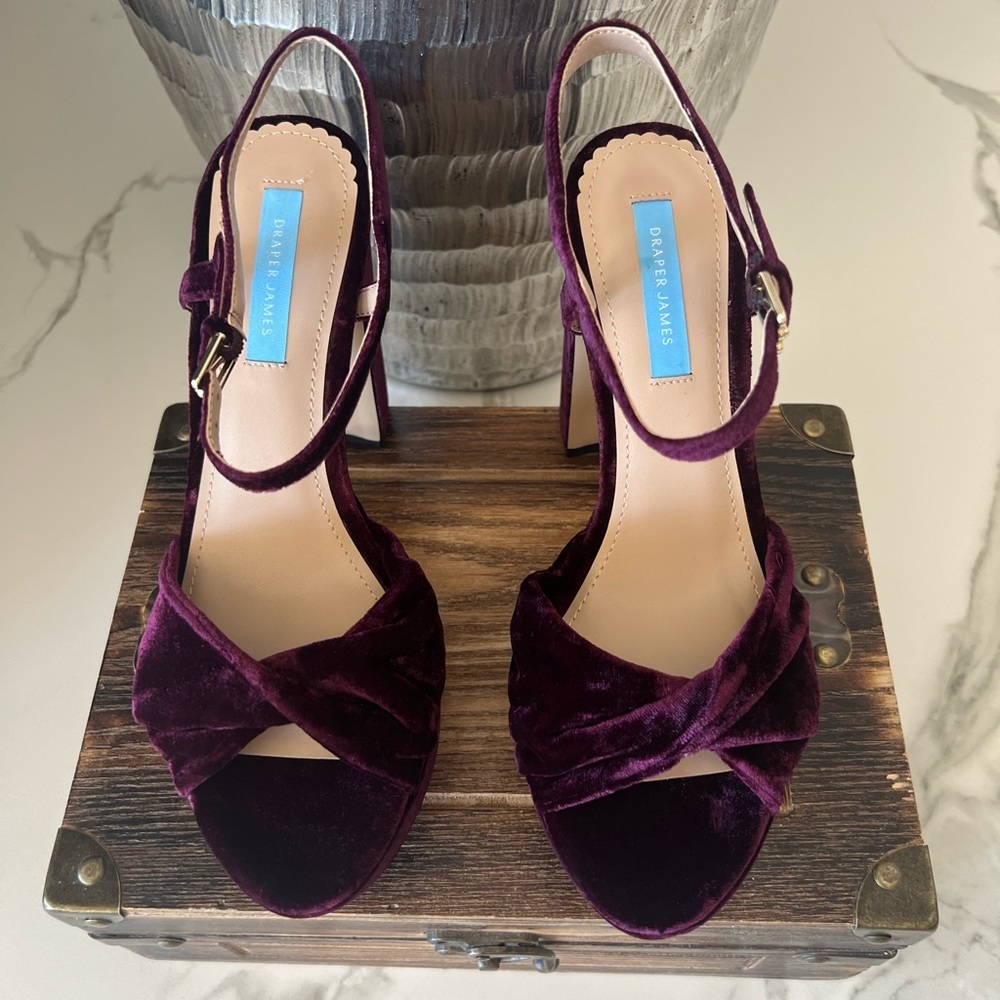 Draper James Paloma Platform Heels in Burgundy - Picture 2 of 12